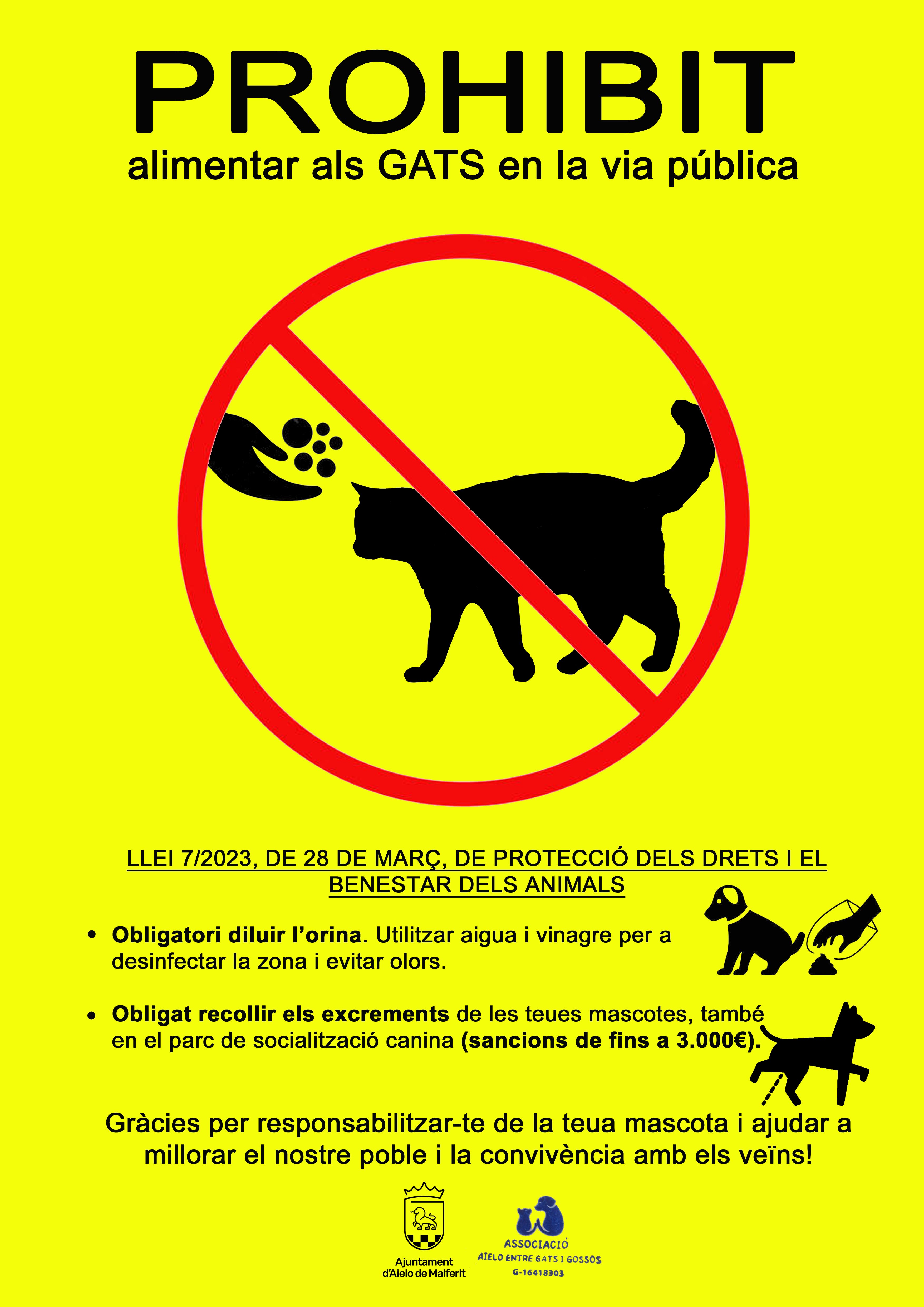 PROHIBIT alimentar als gats en la via pública