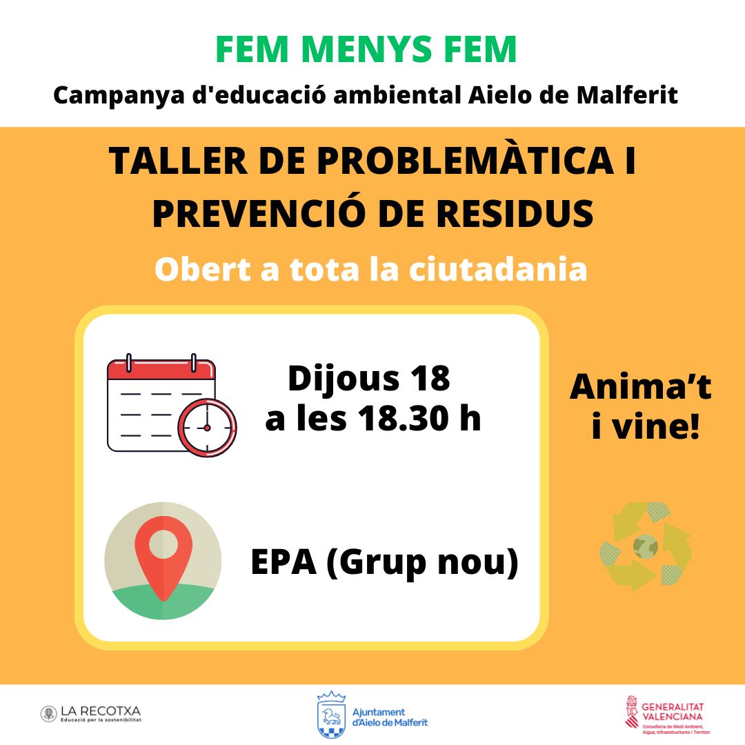 Arranca la campanya de conscienciació sobre residus a Aielo de Malferit “Fem menys fem”